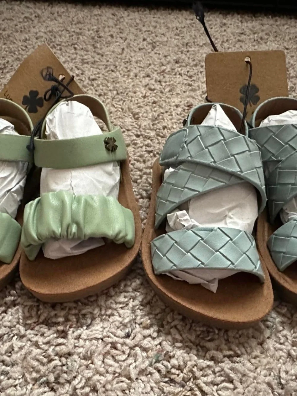 Lucky Brand Kids Light Mint Ruffle Strap Sandals size 10  toddler 2 pairs